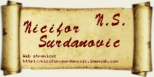 Nićifor Surdanović vizit kartica